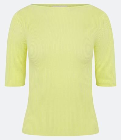 Blusa de Punto Acanalada con Cuello Barco 5