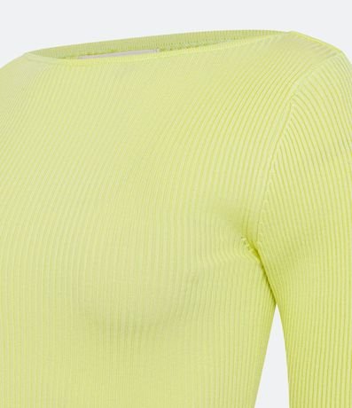 Blusa de Punto Acanalada con Cuello Barco 7