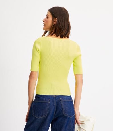 Blusa de Punto Acanalada con Cuello Barco 4