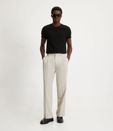 Pantalón Wide Leg con Bolsillos y Pliegues Dobles