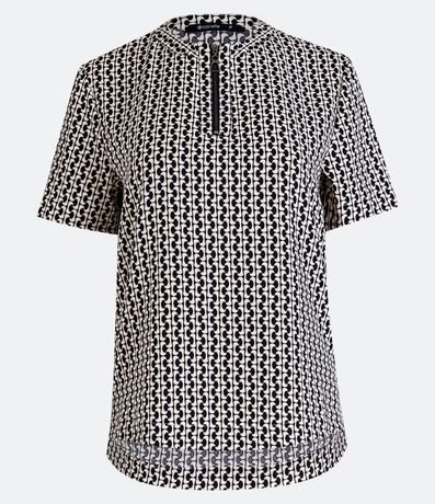 Blusa en Crepé Geométrico con Cremallera Frontal 5