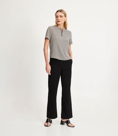 Blusa en Crepé Geométrico con Cremallera Frontal 2