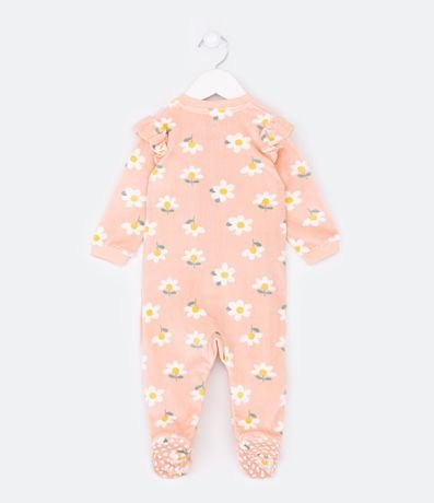 Mono Infantil en Plush con Volado y Estampado de Florzitas - Talle 0 a 18 meses 2
