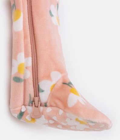 Mono Infantil en Plush con Volado y Estampado de Florzitas - Talle 0 a 18 meses 4