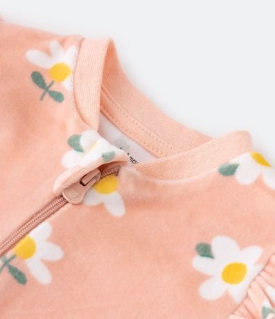 Mono Infantil en Plush con Volado y Estampado de Florzitas - Talle 0 a 18 meses 6