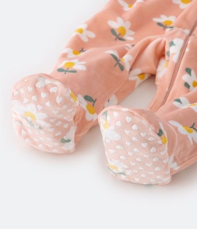 Mono Infantil en Plush con Volado y Estampado de Florzitas - Talle 0 a 18 meses 7