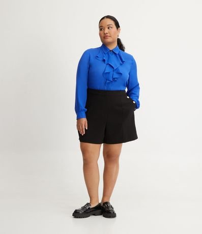Bermuda en Crepé con Botones en los Bolsillos Curve & Plus Size