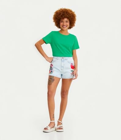 Blusa Alargada Básica en Algodón con Cuello Redondo y Manga Corta 2