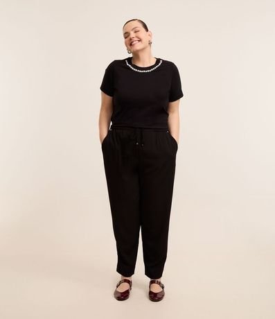 Pantalón Fluido con Cintura Elástica y Lazo Curve & Plus Size 1