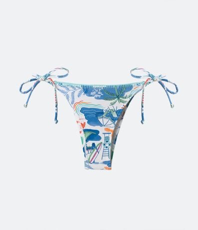Bikini Bombacha en Poliamida con Lazo Lateral y Estampado de Playa 1
