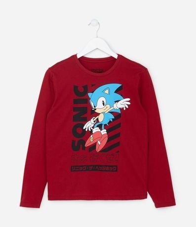 Remera Infantil Manga Larga y Estampa Sonic - Talle 4 a 12 años