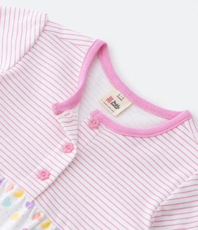 Vestido Infantil con Bombacha Estampa de Corazones y Rayas - Talle 0 a 18 Meses 4