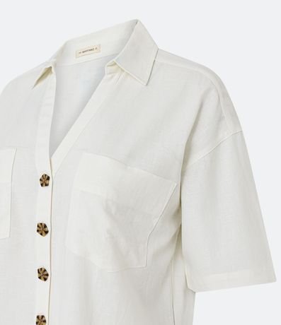 Camisa Manga Corta en Viscolino con Botones Geométricos 3