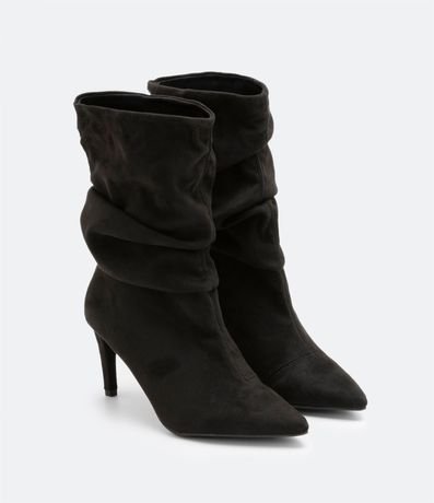 Bota Caña Média Texturizada con Puntera Fina y Taco Alto 1