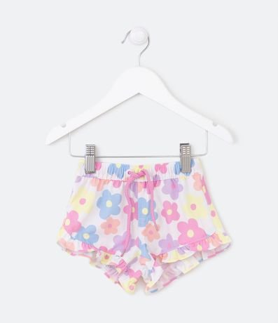 Short Infantil con Estampa de Flores y Bajo con Volado - Talle 3 a 18 meses
