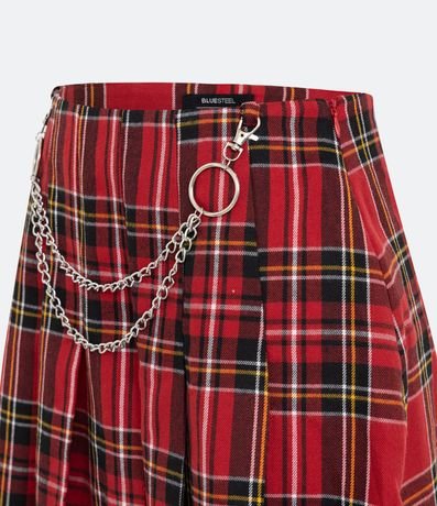 Pollera Corta Pliegada en Sastrería de Cuadros con Cadenas 2