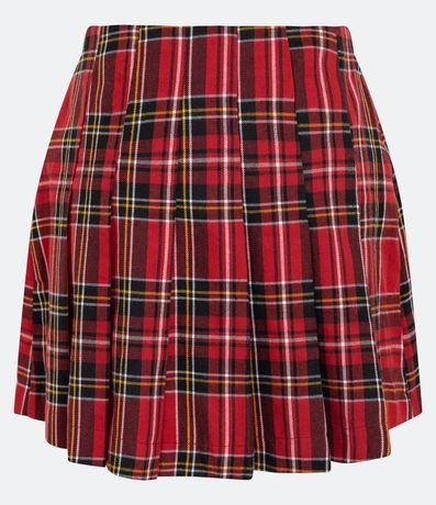 Pollera Corta Pliegada en Sastrería de Cuadros con Cadenas 3