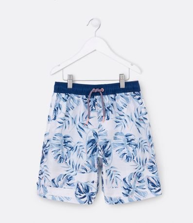 Bermuda de Baño Infantil con Estampa de Follaje - Talle 5 a 14 años 1
