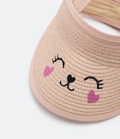 Visera Infantil de Paja con Bordado de Cara con Orejitas - Talle U 3