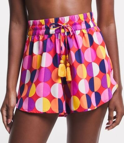 Salida de Playa Short en Chiffon con Lazo en la Cintura y Estampa de Lunares 2