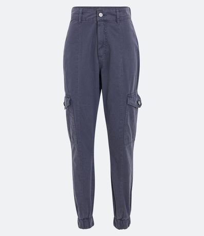 Pantalón Jogger Cintura Alta en Sarga con Bolsillos Cargo 1