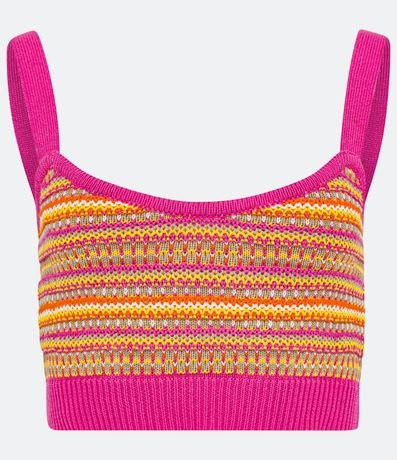 Blusa Cropped de Tirantes en Punto Rayado 5