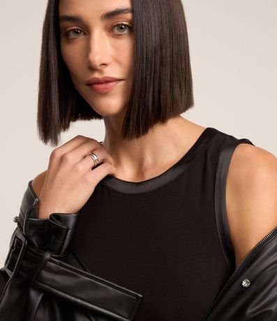 Blusa de Punto con Detalle en Satén 3