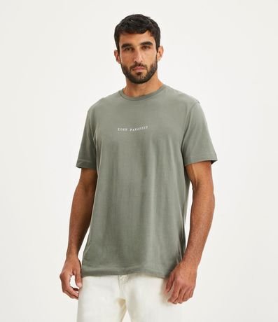 Remera Comfort en Media Malla con Lettering Lost Paradise