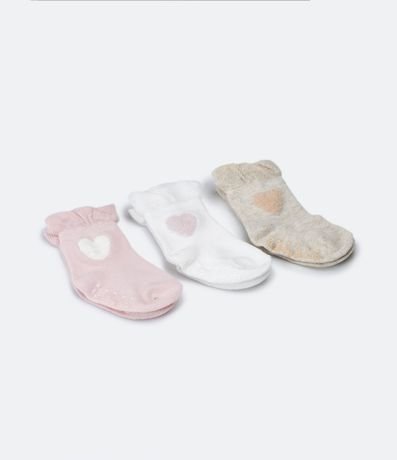 Kit 03 Pares de Medias Infantiles con Volado y Corazón en Chenille - Talle 0 a 12 meses 1