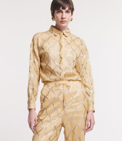 Camisa Alargada Manga Larga con Lentejuelas en Olas