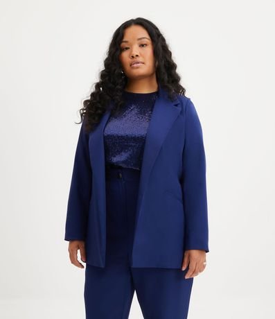 Blazer Alargado Sastrería sin Botones Curve & Plus Size 1