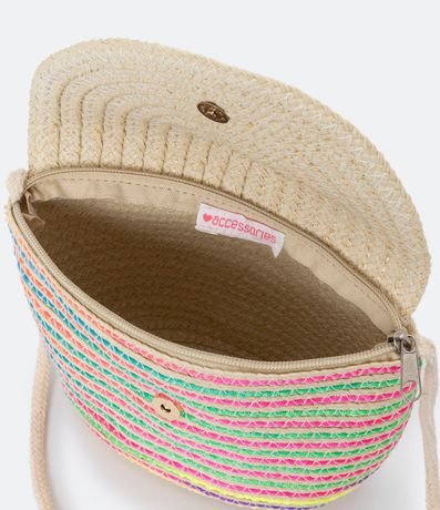 Bolso de Playa Infantil en Paja con Estampado de Rayas - Talle U 4