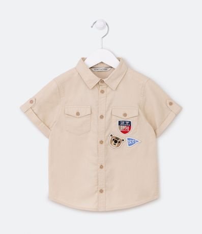 Camisa Infantil en Sarga con Patches Bordados - Talle 1 a 5 años