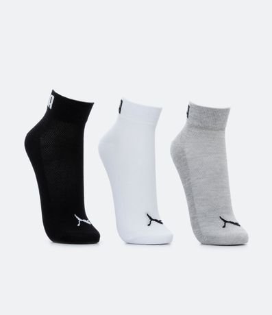 Kit 03 Pares de Medias Caña Corta Deportivas en Algodón con Logo Puma 2