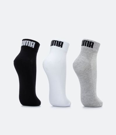 Kit 03 Pares de Medias Caña Corta Deportivas en Algodón con Logo Puma 3