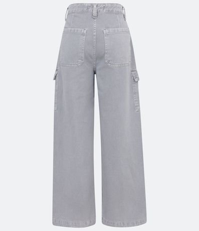 Pantalón Wide Leg Cintura Alta en Sarga con Bolsillos Cargo 6