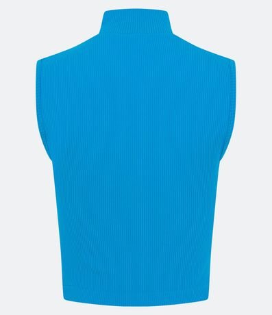 Blusa Musculosa en Poliamida Acanalada con Cuello Alto 7