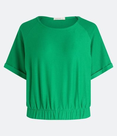 Blusa Cropped en Flamé con Elástico en la Barra 1