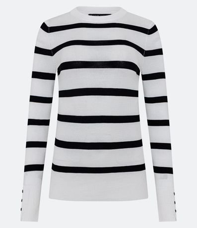 Suéter en Punto Rayado con Botones en la Manga 5