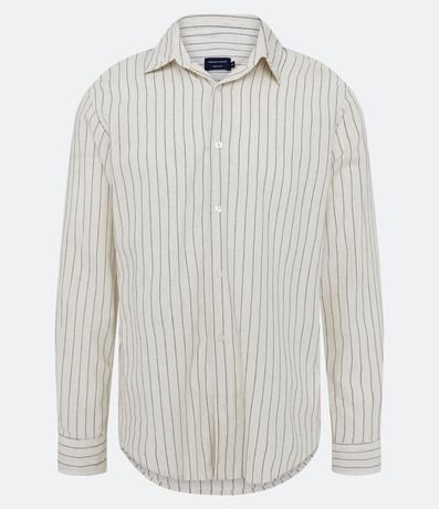Camisa Regular en Viscosa con Estampado de Rayas
