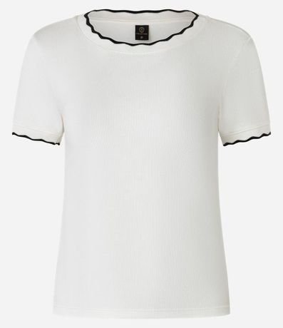 Blusa en Algodón con Detalle Ondulado Contrastante 4