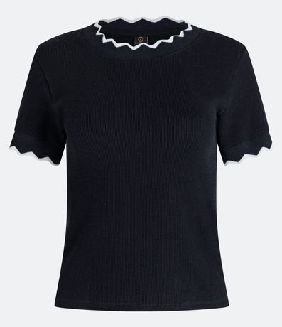Blusa en Algodón con Detalle Ondulado Contrastante 6