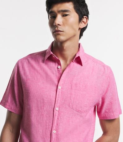 Camisa Comfort Básica en Lino con Bolsillo Delantero 3