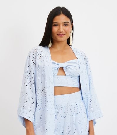 Kimono Alargado en Laise con Textura de Flores