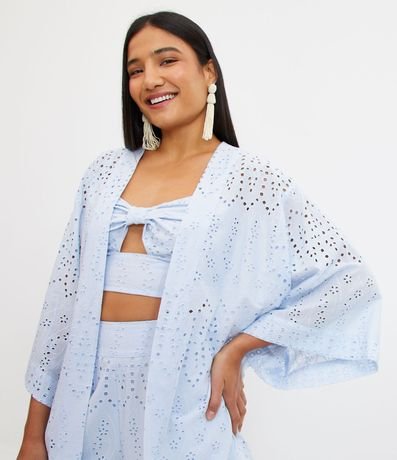 Kimono Alargado en Laise con Textura de Flores 4