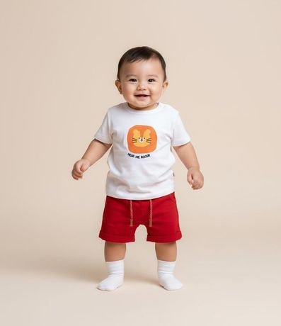 Bermuda Básica Infantil en Sarga con Cordón en la Cintura - Talle 0 a 18 meses