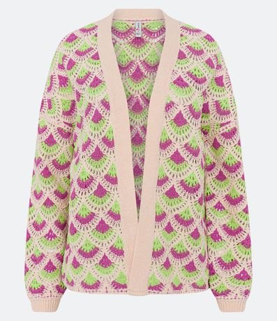Cárdigan de Tejer con Punto de Ganchillo de Conchas de Colores
