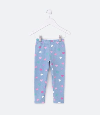 Pantalón Legging Infantil en Algodón con Forro Calentito y Estampado de Corazones - Talle 1 a 5 años 1