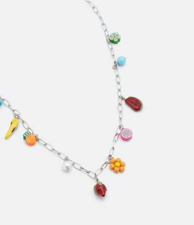 Collar Cadena en Metal con Colgantes de Frutas
