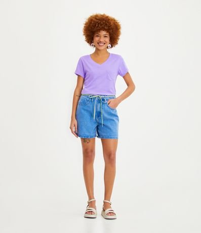 Blusa Básica en Algodón con Pequeño Bolsillo Delantero 3